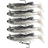 VMSIXVM Soft Fishing Lures Shad Minnow Swimbaits, Pre-Rigged Jig Heads Paddle Tail Swim Baits for Bass, Trout, Walleye, Crappie, Sinking Jigs Bait for Saltwater Freshwater, Fishing Gifts for Men