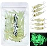 QualyQualy Fishing Soft Lures Artificial Bait Luminous Glow Shrimp Grub Worms Lure Ice Fishing Lures for Bass Walleye Trout Crappie 54pcs