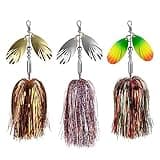 QualyQualy Fishing Spinner Bait 3pcs, Musky Bucktail Spinnerbait with Double Blades for Pike, Bass, and Trout,Multiple Color Fishing Lures for Freshwater Saltwater