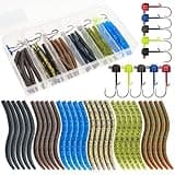 Gefischtter 40pcs Senko Worms Fishing Soft Plastic Bait Bass Fishing Lures Wacky Rig Carolina Rigged Texas Rigged Soft Lures Kit