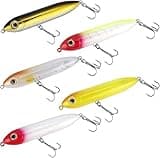 Top Water Fishing Lures Kit for Saltwater and Freshwater, Bass Fishing Lures Treble Hooks Hard Baits, Walk-The-Dog Lure Set for Pike, Striper, Speckled Trout,Spook Fishing Lure,Northern Pike Luress
