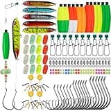 SILANON Catfish Rig Tackle Making Kit,135pcs Catfishing Tackle Accessories with Catfish Floats Catfish Hooks Swivels Fishing Rattles Bells Beads Bobber Stoppers Catfishing Gear Equipment