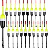 VioraWhite 20 Pcs Fishing Floats Bobbers Spring Oval Stick Slip Floats Balsa Wood High Visibility and Sensitive for Crappie Catfish Trout Panfish Walleye Fishing(1.7″x0.59″x5.7″,Yellow Cylinder)