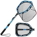 PLUSINNO Floating Fishing Net for Steelhead, Salmon, Fly, Kayak, Catfish, Bass, Trout Fishing, Rubber Coated Landing Net for Easy Catch & Release, Compact & Foldable for Easy Transportation & Storage