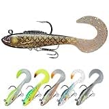 TRUSCEND Pre-Rigged Fishing Jigs, 1:50 Super Durable Soft Swimbait, Well-Made Lifelike Fishing Lures, Weedless Lure for Bass Trout Walleye, Saltwater Fishing Gear