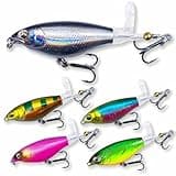 LOOTAERUL Topwater Fishing Lures Kit All Weather,5 Pcs Top Water Bass Pencil Plopper Fishing Lures Set with Tackle Box, Freshwater or Saltwater Bass Fishing Lure Set for Beginner and Experienced