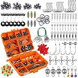 PLUSINNO Fishing Accessories Kit, 212pcs Bass/Trout Fishing Tackle Kit with Tackle Box Including Fishing Hooks, Swivel Snap, Weights Sinkers, Saltwater Freshwater Fishing Gear Equipment Stuff