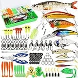 Fishing Lures Tackle Box Bass Fishing Kit Including Animated Lure,Crankbaits,Spinnerbaits,Soft Plastic Worms,...