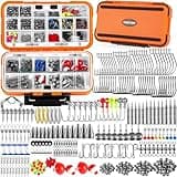 TOPFORT 187/343pcs Fishing Accessories Kit, Fishing Tackle Box with Tackle Included, Jig Hooks, Bullet Bass Casting Sinker Weights, Fishing Swivels Snaps, Sinker Slides, Fishing Gear and Equipment