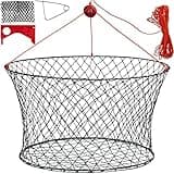 Qualyqualy Crab Trap Wire Grid Bottom, Crab Net Kit with 50Ft Rope & Bait Clip for Crabbing Blue Crabs Baitfish Minnow Traps