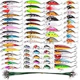 Aorace 84pcs Fishing Lures Set Metal Jigging Spoon Hard Baits Minnow Crankbait VIB Swimbait for Bass Pike Fit Saltwater and Freshwater