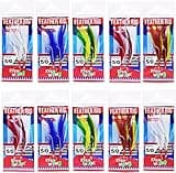 10pks Colors Fish WOW!® Fishing Feather Rig Rockfish Rigged Rock cod Lures Jigging Rig with 5/0 Two High-Carbon Steel Hooks