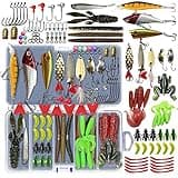 UperUper Fishing Lures Kit Set, Baits Tackle Including Crankbaits, Topwater, Spinnerbaits, Worms, Jigs, Hooks, Tackle Box and More Fishing Gear Lure for Bass Trout