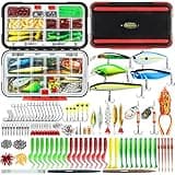 TRUSCEND 232Pcs Essential Fishing Lures Kit, Giftable Fishing Bait Gear Kit for Freshwater, Bass Fishing Tackle Box with Tackle Included Soft Lures, Crankbait, Hook, Weights, Other Accessories for Men