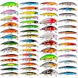 BAIKALBASS Bass Fishing Lures Kit Set Topwater Hard Baits Minnow Crankbait Pencil VIB Swimbait for Bass Pike Fit Saltwater and Freshwater (008-53pcs)