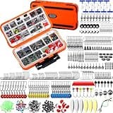 RoundFunny 602 Pcs Fishing Accessories Kit Fishing Tackle Box with Tackle Set Included, Hooks, Weights Sinkers, Swivels, Beads, Gear and Equipment, Fish Sinkers Weights Assortment, Fish Gift for Men