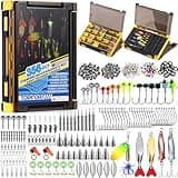 TOPFORT 356PCS Abundant Fishing Accessories Kit with Double-side Fishing Tackle Box, Fishing Gear and Equipment Include Fishing Hooks Jig Head Fishing Weights Sinkers for Trout Bass Crappie