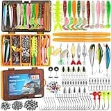 PLUSINNO Fishing Lures, 137Pcs Tackle Box with Tackle Included