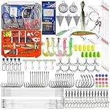 Saltwater Fishing Tackle Kit,160pcs Surf Fishing Gear Set Saltwater Lures Bucktail Jigs Fishing Bait Rigs Pyramid Sinkers Leaders Hooks Swivels Ocean Beach Fishing Accessories with Tackle Box