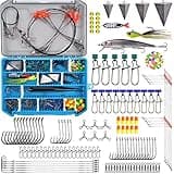 Surf Fishing Tackle Kit Ocean Saltwater Fishing Lures Surf Fishing Gear Fish Finder Rigs Pompano Rig Pyramid Sinker Weight Fishing Hooks Swivels Various Accessories