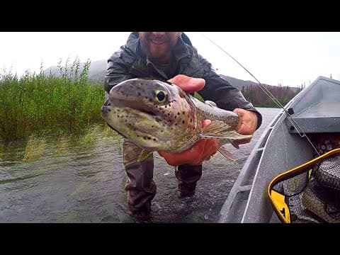 What are the best casting lures, including size and color, for Kenai rainbow trout in August?